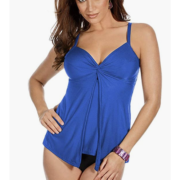 Miraclesuit Other - Miraclesuit LOVE KNOT Twist Front Underwire Tankini SwimSuit Top | Blue | 8 NEW!